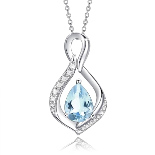AENEAS Infinity March Birthstone Created Aquamarine Necklace Women Sterling Silver ...