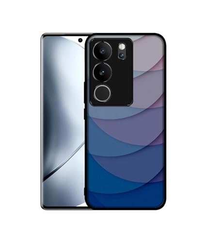 Image of Waves Pattern Print Design Premium 2D Printed Metal Back Case Cover for Vivo V29 5G / V29 Pro 5G, Blue