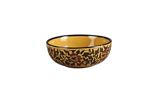 Caffeine Ceramic Handmade Brown Sehra Serving Bowl 7.5″ (Set of 1)