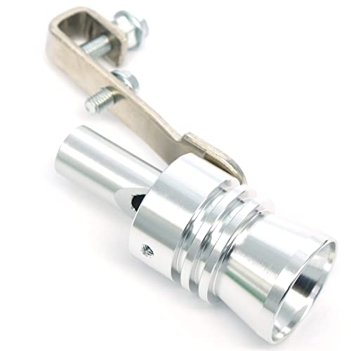 AutoE Car Turbo Sound Whistle Exhaust Tailpipe Blow Off Valve Bov Aluminum Universal Auto Accessories Size XL (Silver)