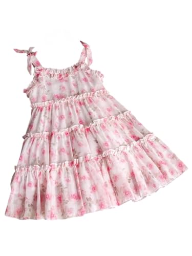 Image of Buy & Try Girls Printed Georgette Frock, Sleeveless Summer Dress, Lightweight Knee Length Baby Girl Dress, Casual Outfit, Soft Comfortable Fabric, Stylish Kids Wear
