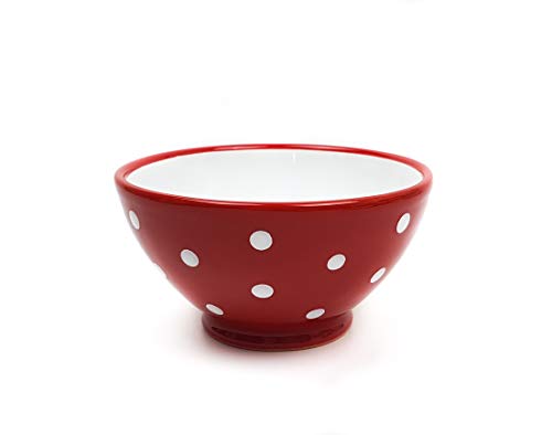 Céramique Bol Rouge avec Pois Blancs peints 0,5 l Cover