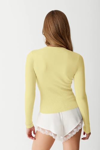 Image of Womens Open Front Button Up Cropped Cardigan Ribbed Knit Long Sleeve Shirt Casual Solid Crop Top Cardigan Sweater