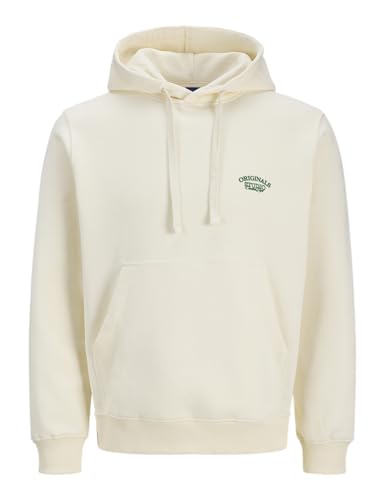 JACK & JONES Sweat Hood Ch Jorgreene Branding-Sudadera con Capucha, Blanco Envejecido, S para Hombre