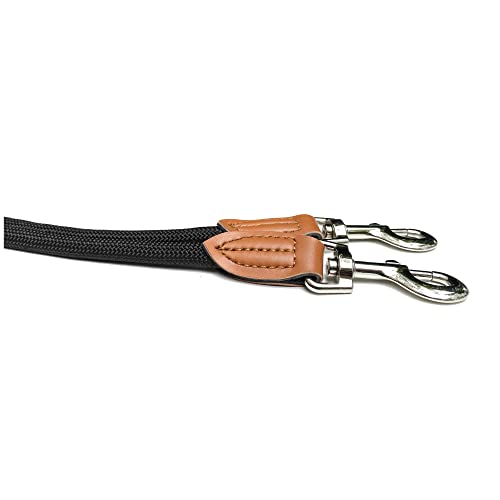 Leisegrün Hundeleine große Hunde - Führleine 3m verstellbar mit 2 Karabiner - 3 Meter lang x 1,1 cm - Nur 300 g - Modell Devon - Schwarz