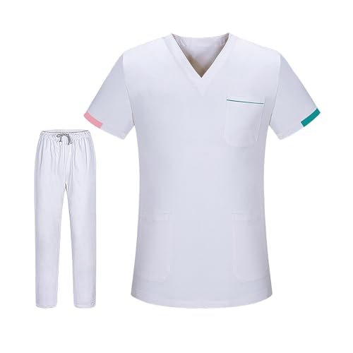 Ensemble uniforme mixte pour milieu médical et esthétique blanc