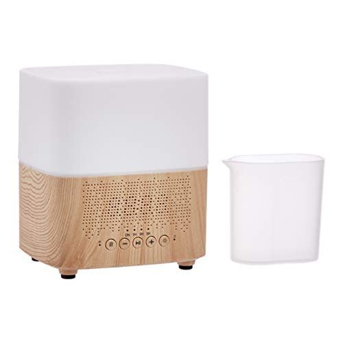 Amazon Basics Difusor de aceites esenciales ultrasónico para aromaterapia, 300 ml, con altavoz Bluetooth y reloj despertador, base con acabado de madera clásica - Imagen 3