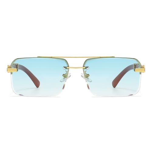 Image of Gleyemor Mens Sunglasses Fashion Rimless Rectangle Sunglasses Square Frameless Sunglasses for Men
