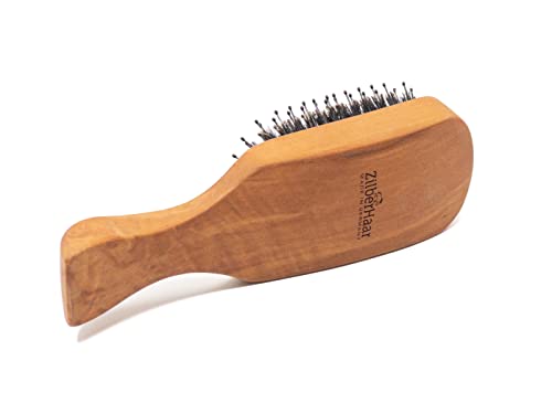 Zilberhaar - Major Hair & Beard Brush For Thick Hair - Boar Bristles, Pearwood, Cushion & Nylon Pins - Detangling & Styling - Made In Germany #TOP1