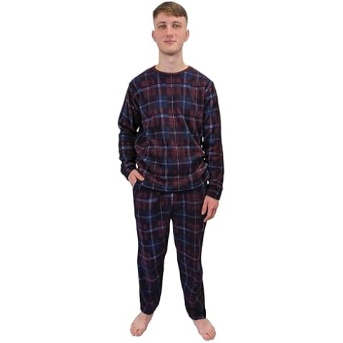 KRUXADER Men's Warm Fleece Tartan Pyjama Set Cover