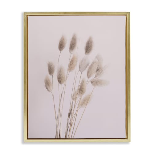 Soft Pink Reed Sprigs Floral, 17 x 21 Inch Canvas in Floater Frame