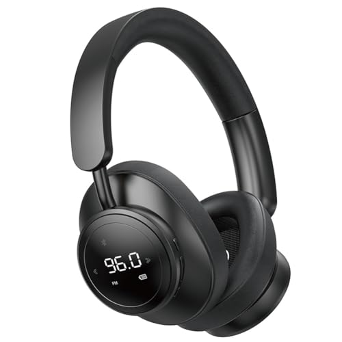 Tuesoa Auriculares Inalámbricos con Micrófono Plegables sobre la Oreja Bluetooth 5.3 Soporte para Auriculares Tarjeta TF Radio FM Negro