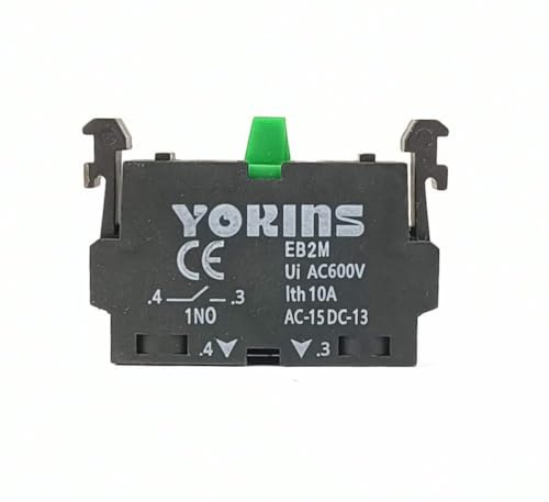 Image of Yokins Illuminated Push Button with Spring Return, EB2M-A-10D-B, 22mm with 1NO (Copper & Silver Contacts) (Blue)