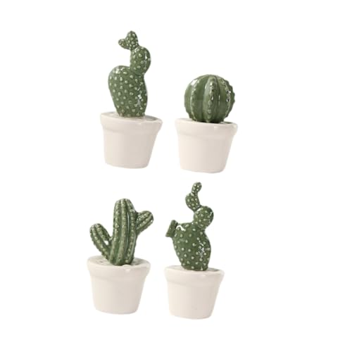 MAGICLULU 4piezas Decoración Escritorio Bonsái Simulación Cerámica Cactus Realistas Adorno