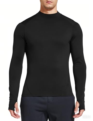 FitsT4 Sports Men's Thermal Fleece Lined Mock Neck Baselayer Tops2