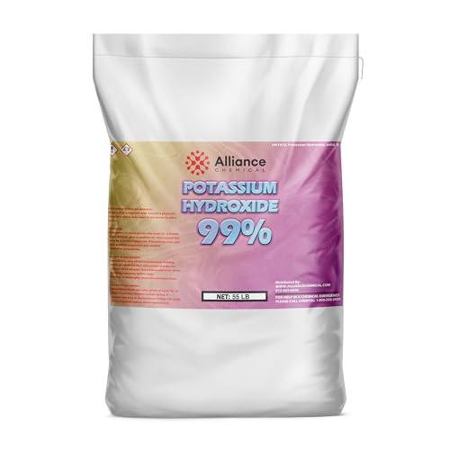 Potassium Hydroxide Flakes KOH - 55 lbs Bag - Industrial-Size for Large-Scale Manufacturing, Petroleum Refining