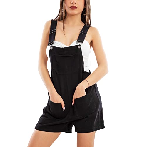 Salopette jeans corta Toocool ajustable noir taille S - 3