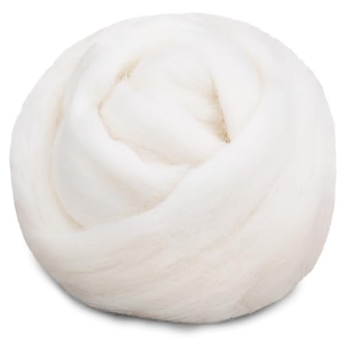 Image of Mayboos 1.76oz Original White Natural Wool Roving, Needle Felting Wool | Wool for Needle Felting for Wet /Dry Felting Handcrafts and Spinning Felting Supplies
