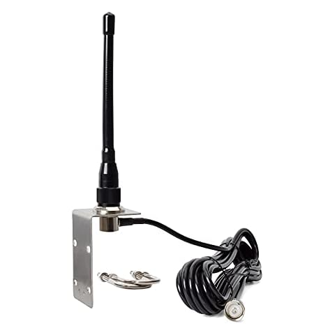 HYSHIKRA VHF Marine Antenna, 156-163Mhz Rubber Boat Antenna with 5M/16.4ft RG58 Cable and L Shape Fender Bracket for Uniden Icom Yaesu Cobra Midland Radio Transceiver Cover