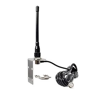 HYSHIKRA VHF Marine Antenna, 156-163Mhz Rubber Boat Antenna with 5M/16.4ft RG58 Cable and L Shape Fender Bracket for…