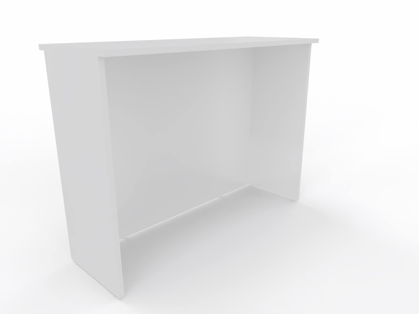 Bancone Reception lineare piano e fianchi in legno cm altezza 109 cm da negozio in melaminico, cassa e sale di attesa manifattura italiana alta qualità (l. 125cm, Bianco)
