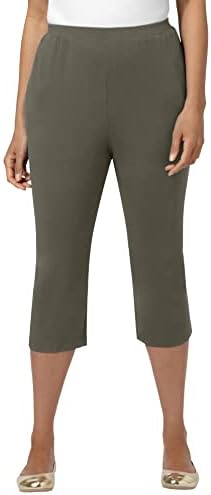 Catherines Women's Plus Size Suprema Capri - 0X, Grape Leaf Green (1472)