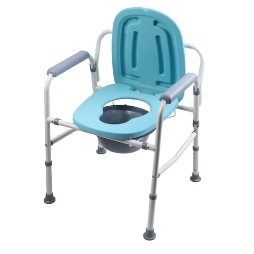 Xixian Silla Cómoda con Brazo Abatible de Acero Resistente para Uso Junto a la Cama o en el Inodoro - Altura Ajustable