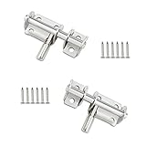 LOYELEY 丸棒ラッチ 2個 ステンレス鋼 スライディングラッチロック アラッチ ユニバーサル ゲート内側ロック ラッチ ステンレス製 盗難防止ラッチ ネジ付き 各種扉・家具用
