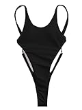 OYOANGLE Women's Criss Cross Backless Bathing Suit Cut Out Scoop Neck One Piece Swimsuit Black M