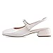 GENSHUO Women's Mary Jane Chunky Low Heels Slingback Pumps,with Comfy Closed Round Toe,1 Inch Wedding Party Work Church Vintage Short Dress Shoes Beige Patent Size 7