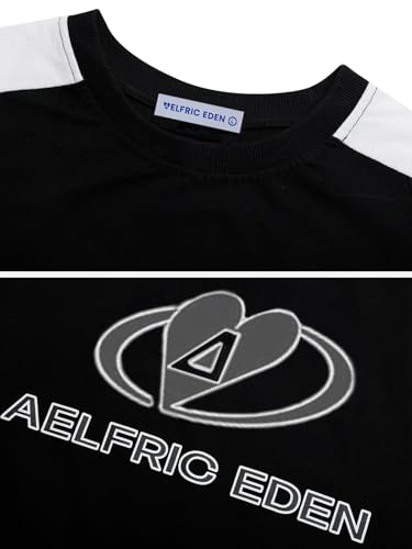 Aelfric Eden Oversized Graphic Tees Men Contrast Color Speedway Racing Tee Unisex Streetwear Tshirt Patchwork Polo Tee3