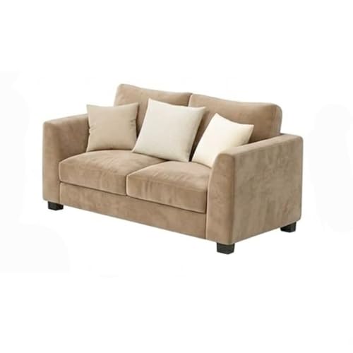 Image of SOCOZI Trevano 5 Seater Sofa Set with Ottoman (3 Seater + 2 Seater + Ottoman) | Soft Velvet Suede Fabric | Plush Comfort Cushions for Living Room (Beige)