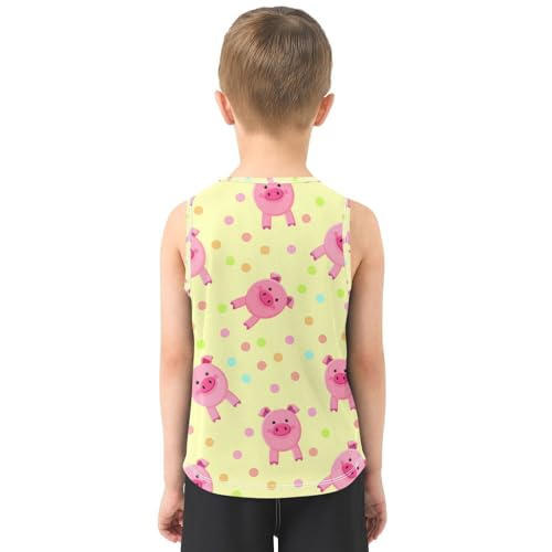 J JOYSAY Colorful Polka Dot Pig Boys Tank Top Sleeveless Muscle Shirts Quick Dry Kids T-Shirts 3-15T3