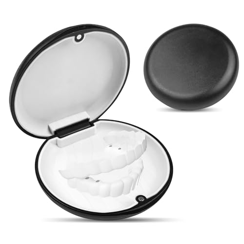 Avesteir 2 Piezas caja ferula dental, caja ortodoncia, caja de almacenamiento para dentaduras postizas, funda dentadura resistente, caso alineador dentales fácil de limpiar (negro)