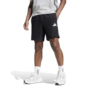 adidas Herren Essential Three Stripes French Terry Short, Black/White, M