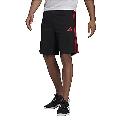 Adidas Men's Size Designed 2 Move 3-Stripes Primeblue Shorts, Black/Scarlet, 3X-Large/Tall #TOP15