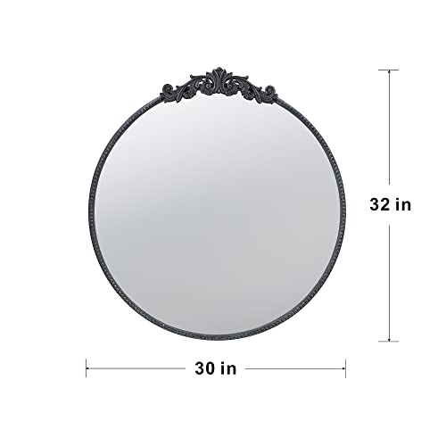 A&B Home Circle Mirror, 30"X32" Wall Mounted Mirrors With Round Black Metal Frame For Bathroom Bedroom Living Room Entryway #TOP1