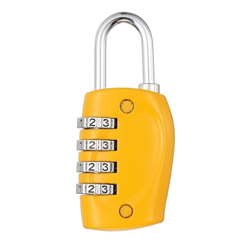 Image of PATIKIL Combination Lock, 4 Digit Outdoor Padlock Waterproof Locker Lock for Luggage Suitcase, Gym Locker, Fence, Filing Cabinets, Toolbox, Gate, Yellow