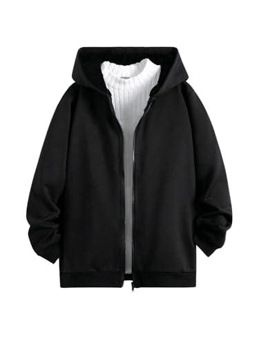 SHENHE Boy's Zip Up Hoodie Long Sleeve Casual Fall Spring Hooded Sweatshirt Jacket