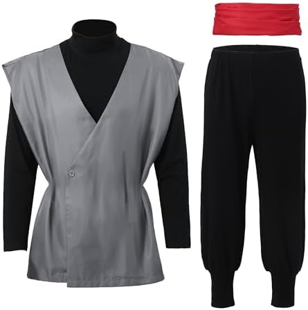 C-ZOFEK Mens Black Cosplay Costume Anime Kung Fu Suit Outfits Uniform Full Set