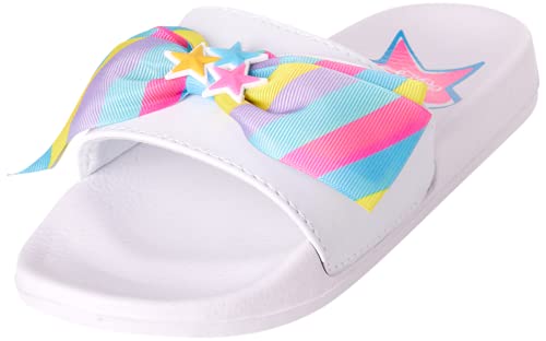 JoJo Siwa Girls’ Sandals – Slip On Slides with JoJo Bow (Size: 5 Toddler – 5 Big Kid), Size 4/5, Rainbow Stripes2