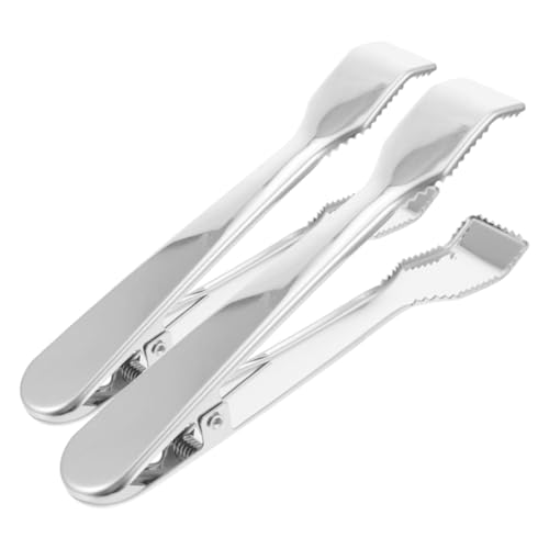 Alipis 2pezzi Pinza in Acciaio Inox Per Antipasti Piccola Per Pane e Ghiaccio Pinza Da Portata Per Feste