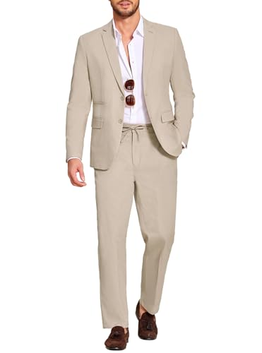 COOFANDY Men's 2 Piece Linen Suit Set