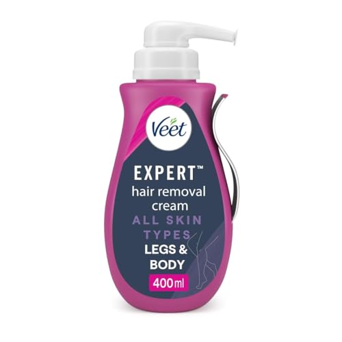 Veet Expert Hair Removal Cream 400 ml Fast-Acting Depilatory for Women All Skin Types Suitable On Arms Legs Underarms Bikini Hydrating Formula Effective in 2 Minutes