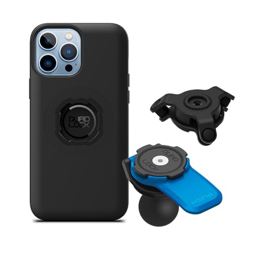 Image of Quad Lock 1 inch Ball Adaptor for Motorcycle Phone Mount with Vibration Dampener and MAG Phone Case for iPhone 13 Pro Max