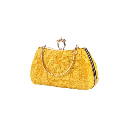 Hixingo Damen Cocktail Abendtasche Elegante Kette Tasche Clutch Bag für Frauen Kleine Glitzer Handtasche Party Clutch Geldbörse für Hochzeit Parteien Abschlussball (Gelb,22x13x7.5cm)