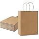 MIEWAA 24 Stück Papiertüten mit Henkel 21x11x27cm Geschenktüten Braune Kraftpapier Tüten Wiederverwendbar Für Hochzeit Geburtstag, Weihnachten Ostern Halloween DIY Weihnachtskalender Adventskalender