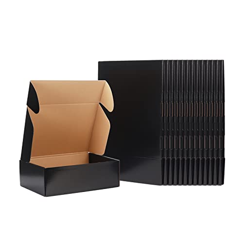 EXYGLO Shipping Cardboard Boxes for Small Business, Packing and Mailing, 12x9x4 - Pack of 20, Black - 12x9x4 - Pack of 20