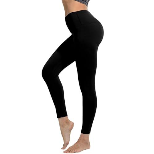 Gyios Leggings de Yoga Mujer Cintura Alta para Pantalones Elásticos Medias Push Up Fitness Running Ropa Deportiva-Negro-m
