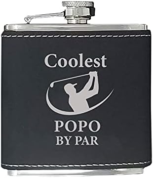 Coolest PoPo By Par - Golfing Hip Stainless Steel Leatherette Metal Matte 6-Ounce Golf Bag Leather Alcohol Flask, Blue